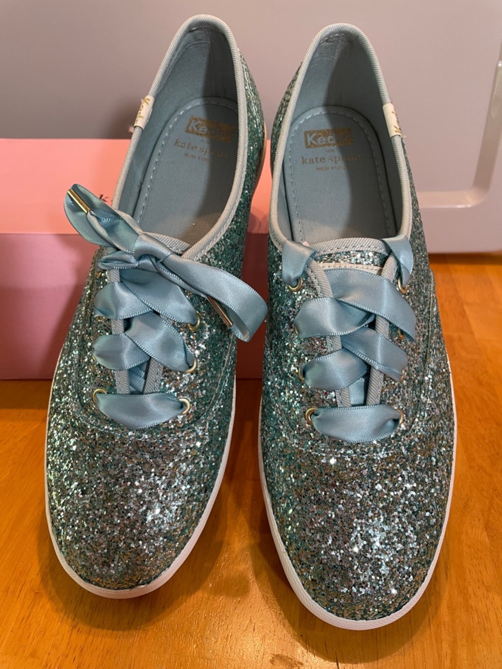 Keds Kate Spade Champion Glitter Shoes Powder Blue NIB